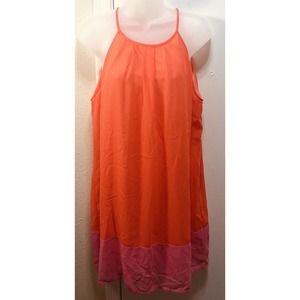 Alga sleeveless Shift dress womens Sz L Orange Pink Beach Cover Up Wedding E2